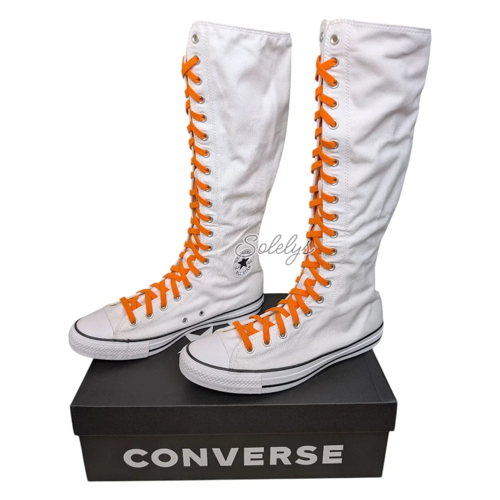 Converse CTAS XXHI Mens 10.5 White Orange Elastic Laced Knee High Sneaker Boot